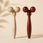 Wooden Dual-Ball Face & Spine Massager | Natural & Dark Wood