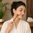 Sandalwood Hand Push Massager | Dual-Roller Face & Body Tool