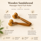 Sandalwood Hand Push Massager | Dual-Roller Face & Body Tool