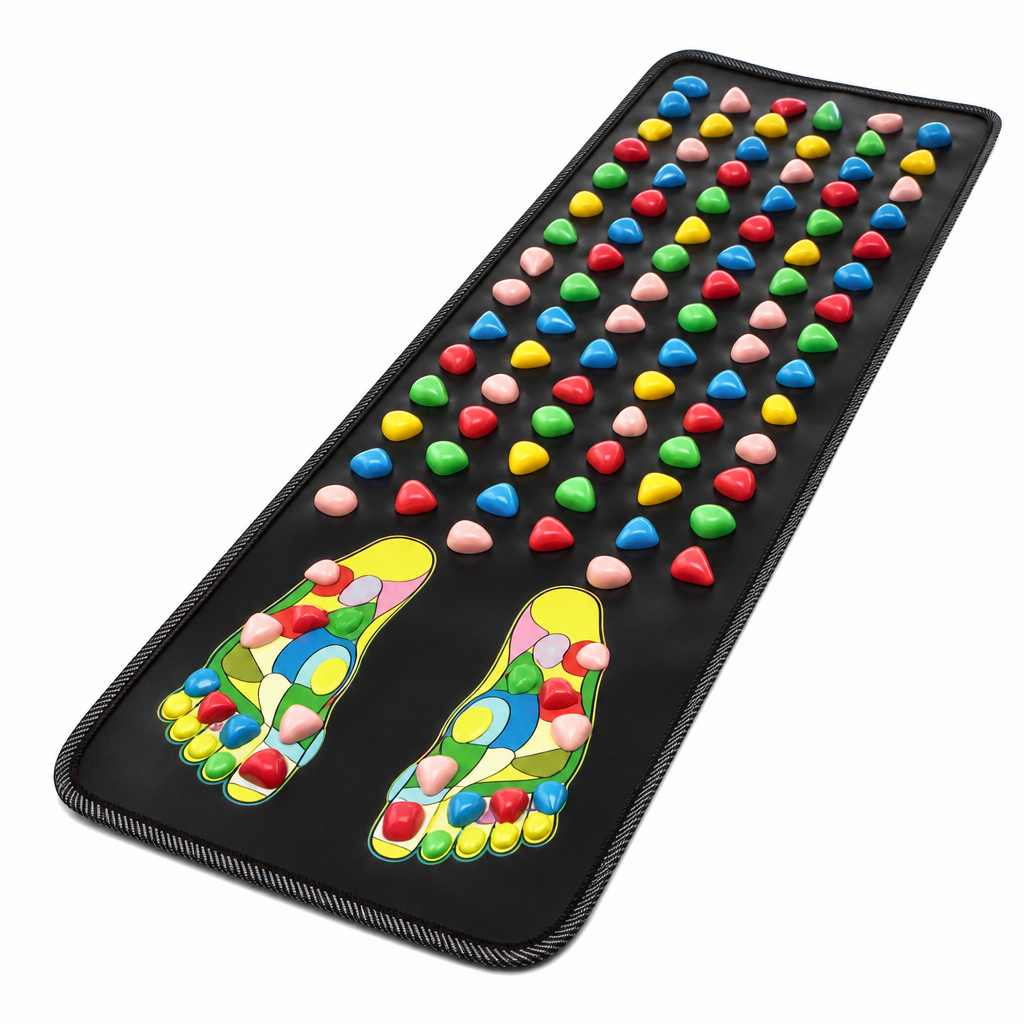 Color Cobblestone Reflexology Foot Mat — Acupressure Walk Pad
